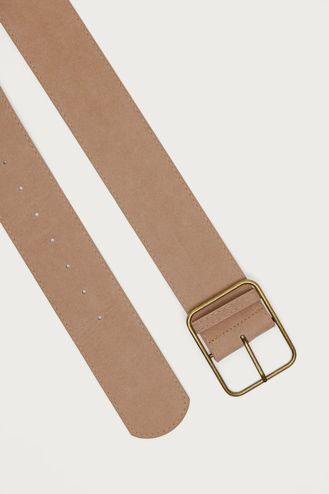 Chunky Faux Suede Belt - Tan