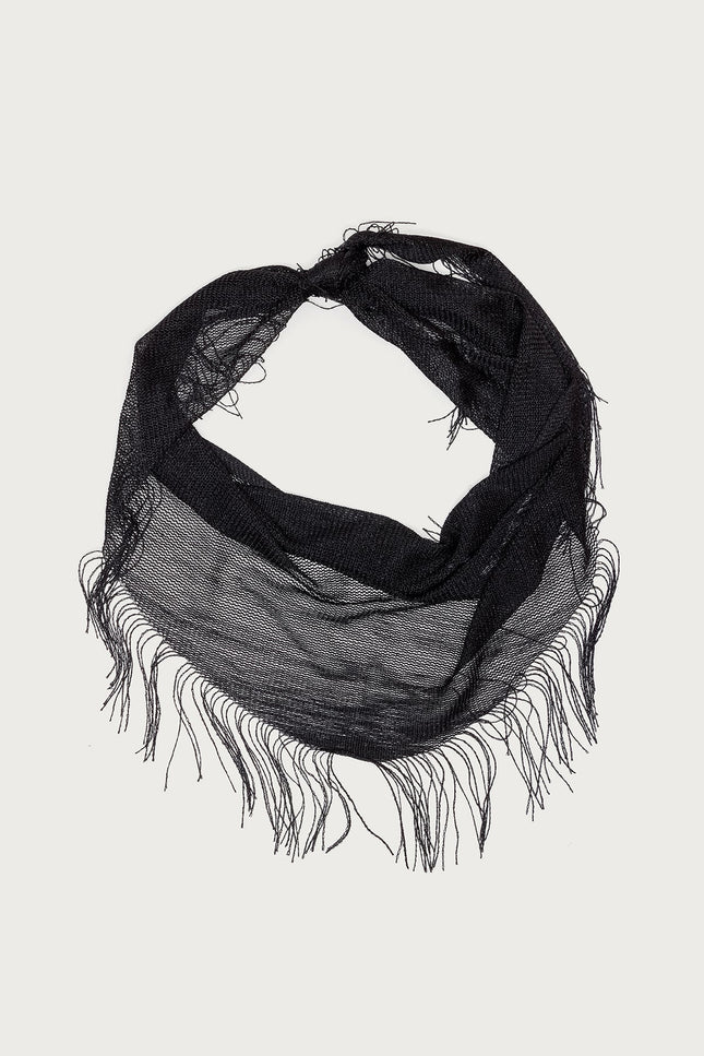 Fringed Waist Scarf - Black