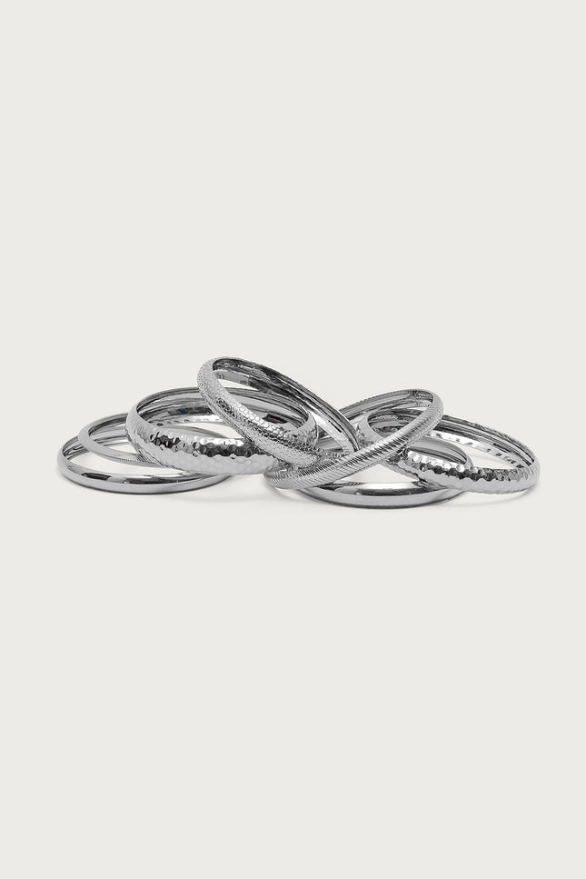 Boho Bangle Bracelet Pack - Silver