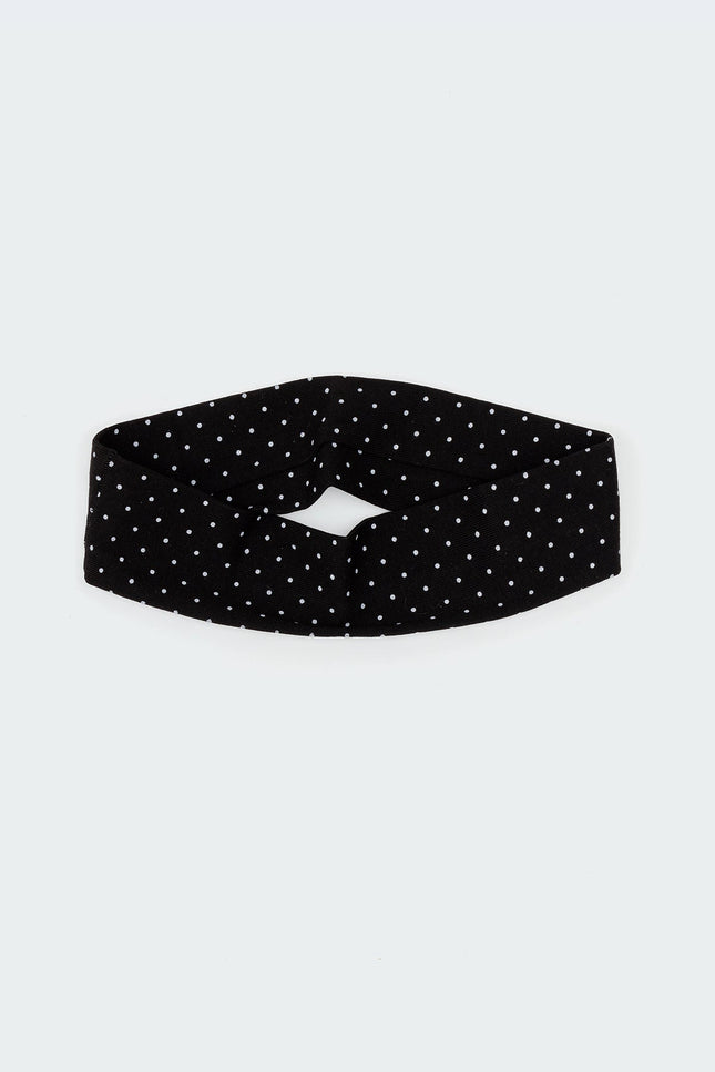 Polka Dot Printed Headband - Black