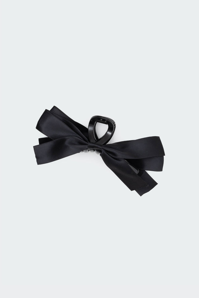 Satin Effect Bow Hair Clip - Black