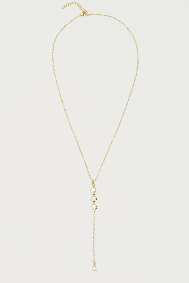 Rhinestone Cascading Necklace - Gold