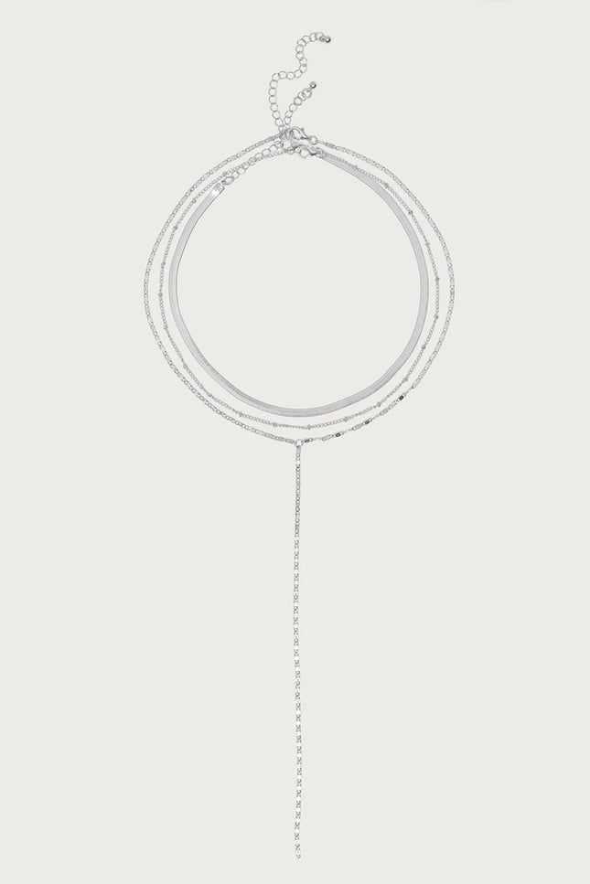 Golden Girl Layered Chain Necklace - Silver