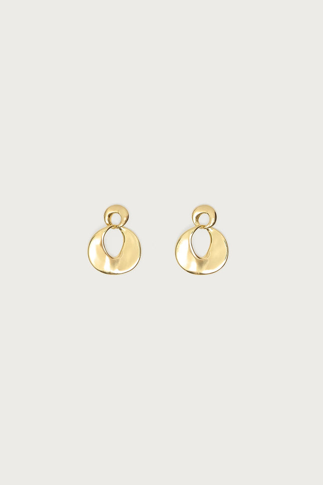 Double Disc Stud Earrings - Gold