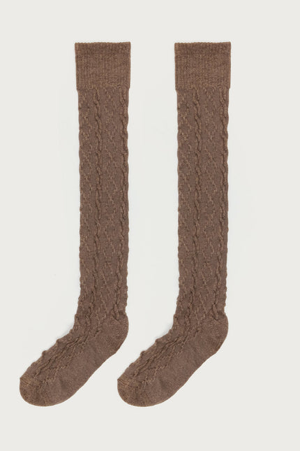 Cable Knit Socks - Brown
