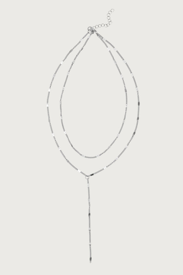 Cascading Disc Chain Layered Necklace - Silver