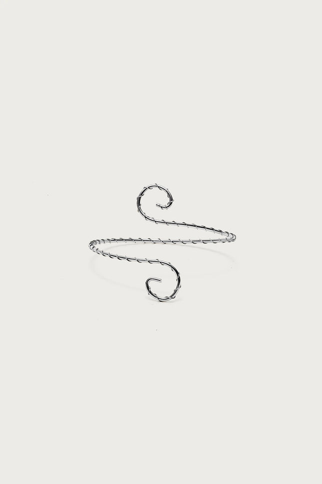 Spiral Twisted Arm Cuff - Silver