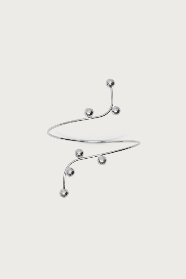 Drop Bead Wrapped Arm Cuff - Silver