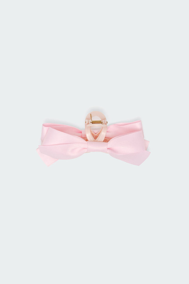 Satin Effect Bow Hair Clip - Pink