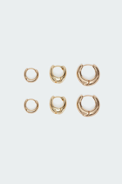 Chunky Hoop Earring Set - Gold