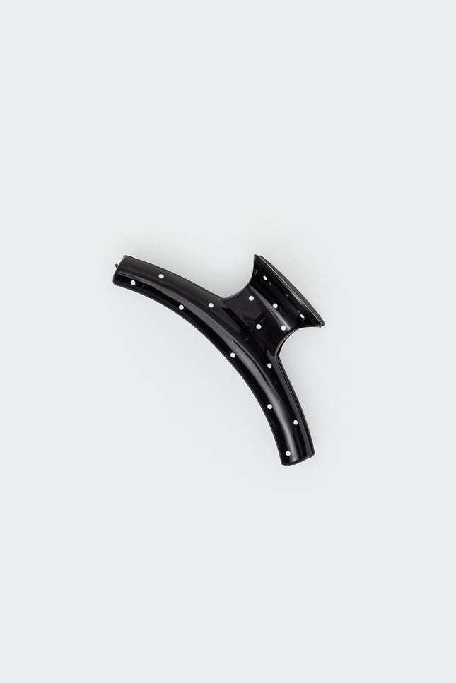 Polka Dot Hair Clip - Black