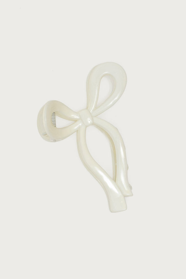 Bow Hair Clip - White
