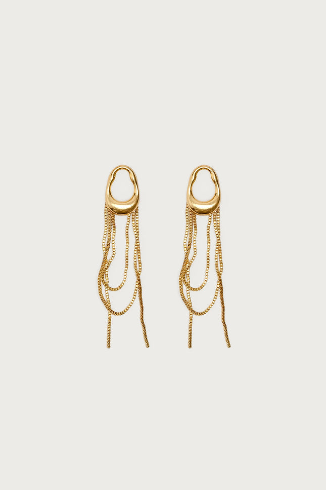 Abstract Dangling Chain Stud Earrings