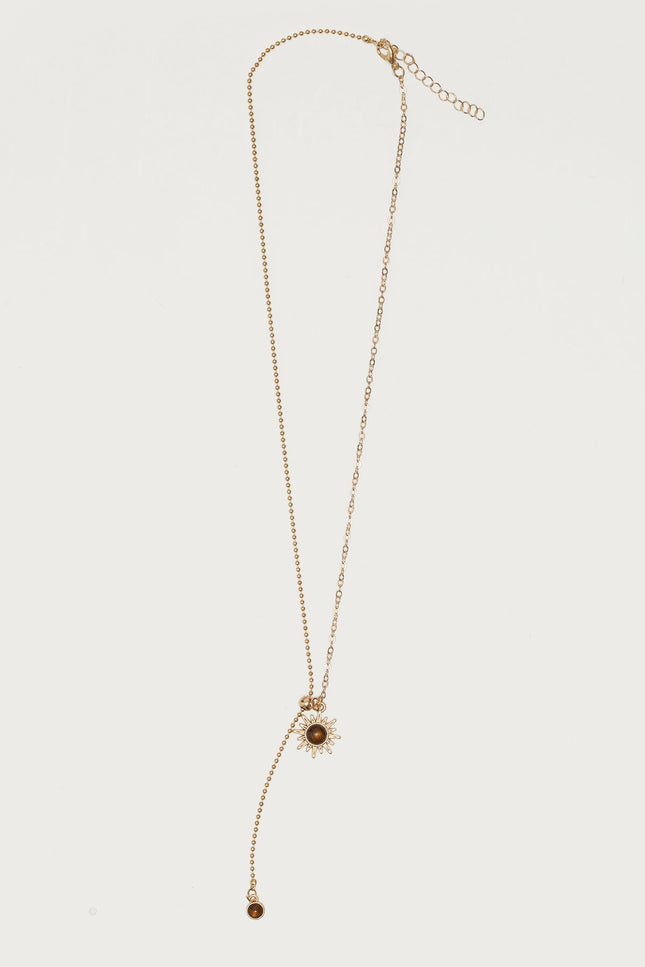 Sun Gemstone Cascading Chain Necklace - Gold