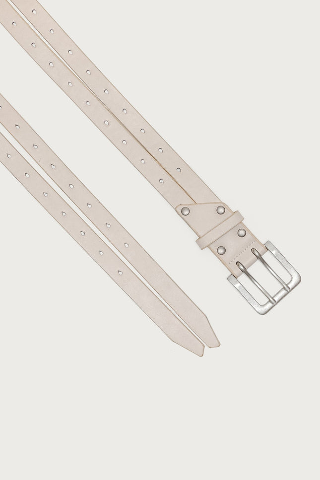Double Look Faux Leather Belt - Beige