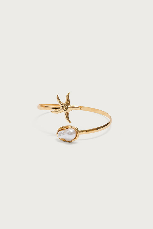 Pearly Sea Star Arm Cuff - Gold