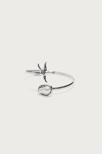 Pearly Sea Star Arm Cuff - Silver