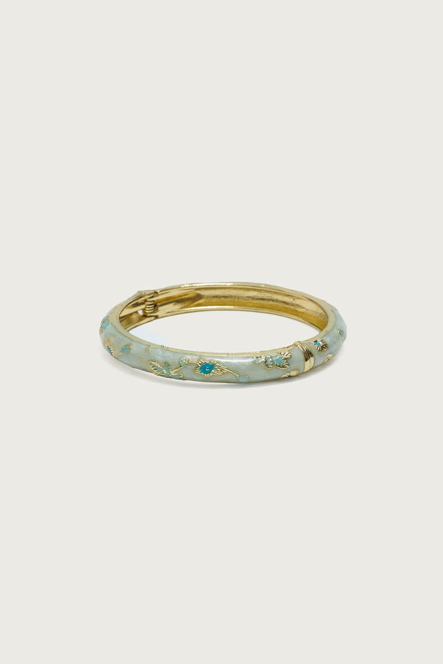 Vintage Floral Bangle Bracelet - Blue