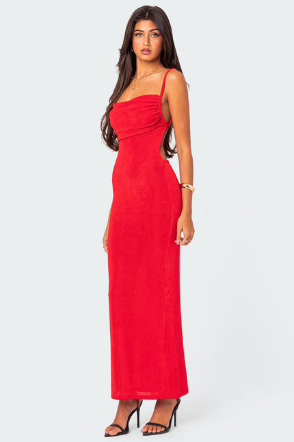 Clea Open Back Maxi Dress - Red