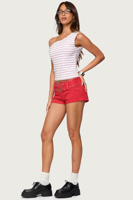 Keryn Striped Off Shoulder Top - Red And White