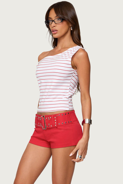 Keryn Striped Off Shoulder Top - Red And White