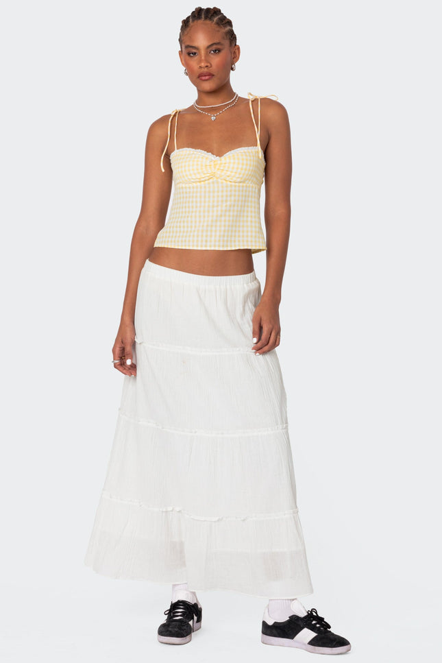 Billie Open Tie Back Gingham Top - Yellow