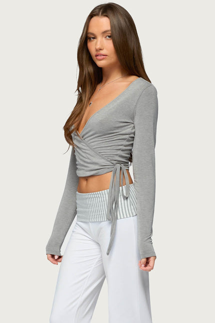 Malenna Wrap Top - Gray Melange