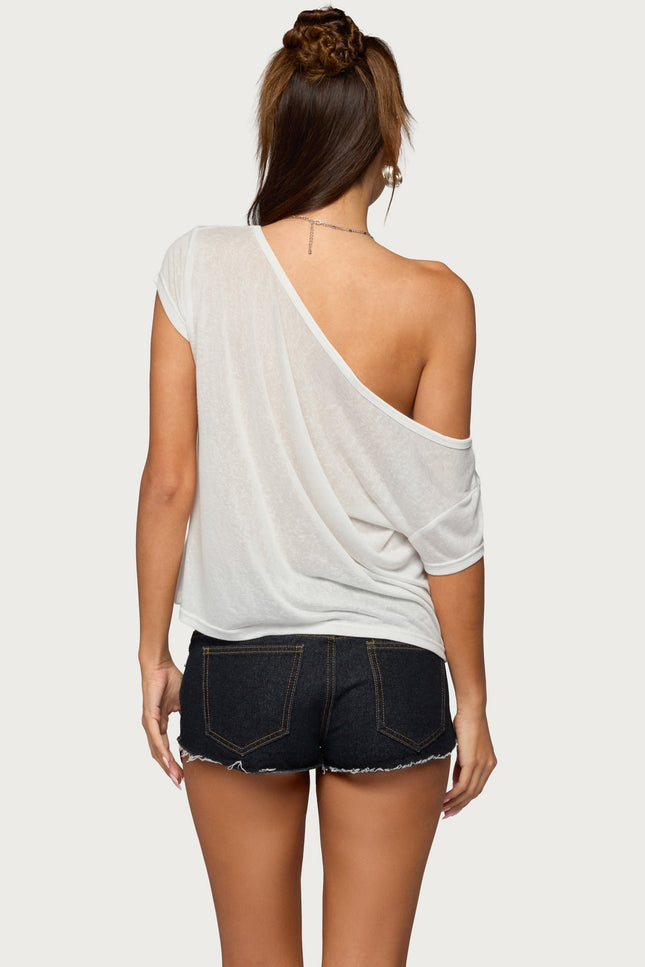 Amora Off Shoulder Sheer Top - White