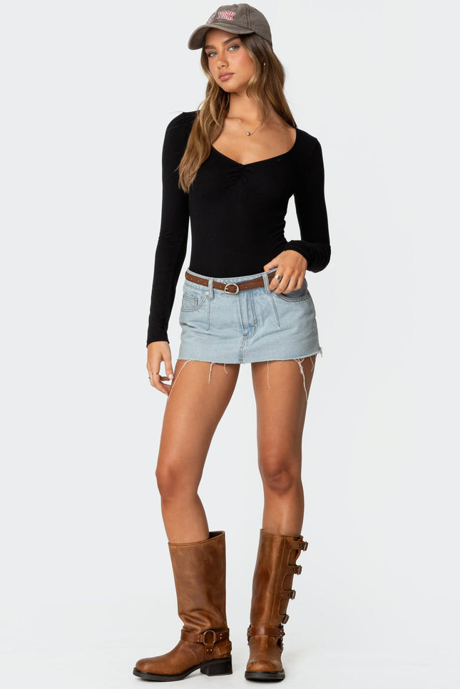 Jonah Long Sleeve V Neck Bodysuit - Black