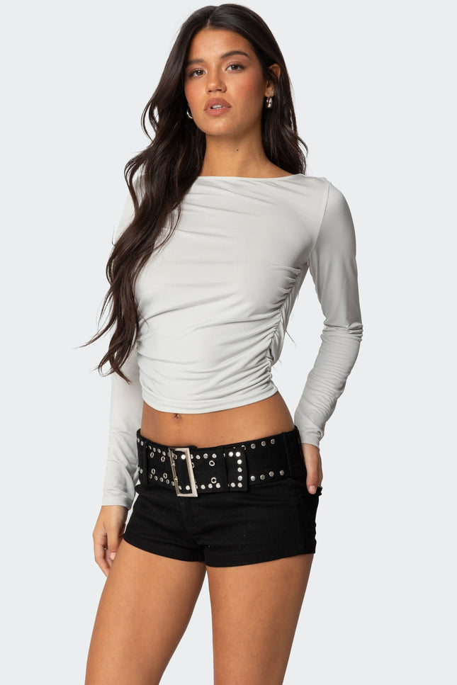 Kristy Open Cowl Back Top - Light Gray