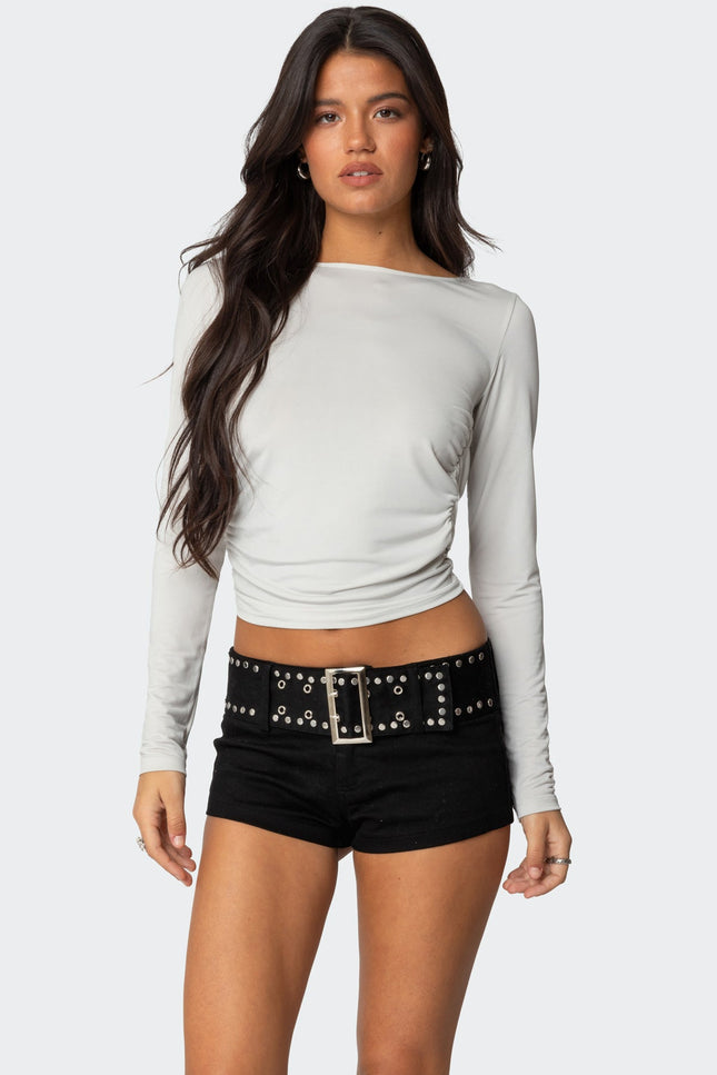 Kristy Open Cowl Back Top - Light Gray