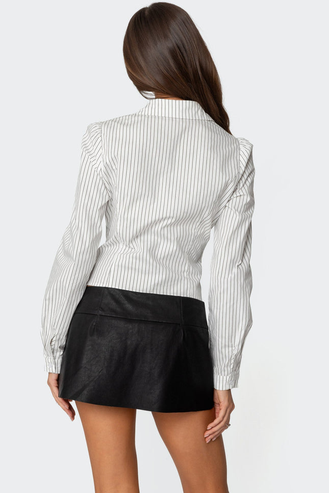 Tailored Pinstripe Button Up Shirt - Black And White