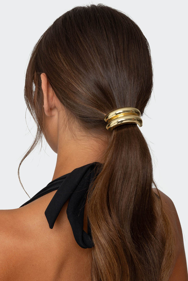Sleek Double Cuff Hair Tie - Gold