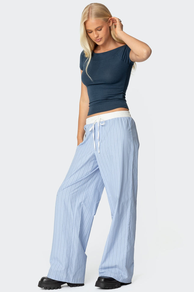 Becca Boat Neck Top - Navy