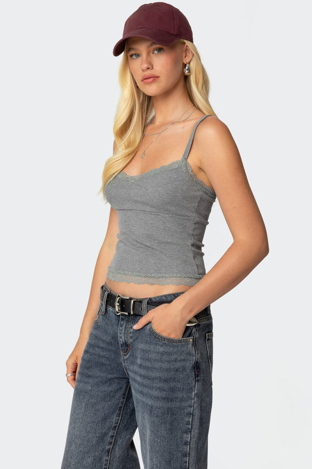 Mireille Lacey Tank Top - Gray