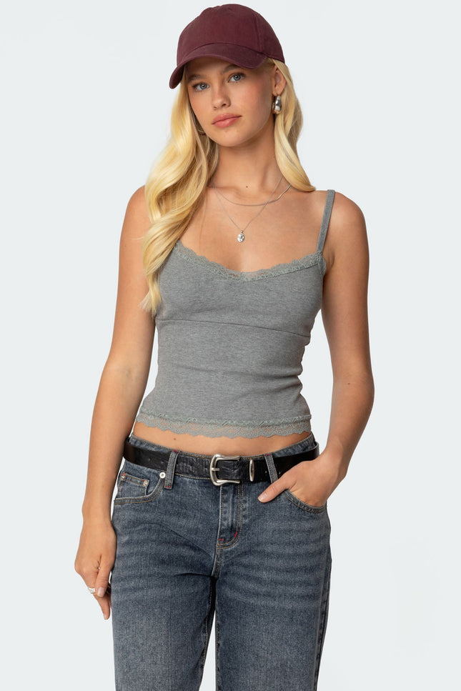 Mireille Lacey Tank Top - Gray