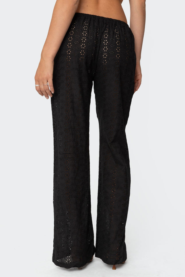 Lemon Lacey Cotton Pants - Black