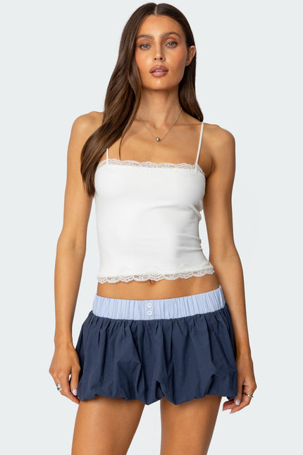 Cruella Lace Trim Tank Top - White