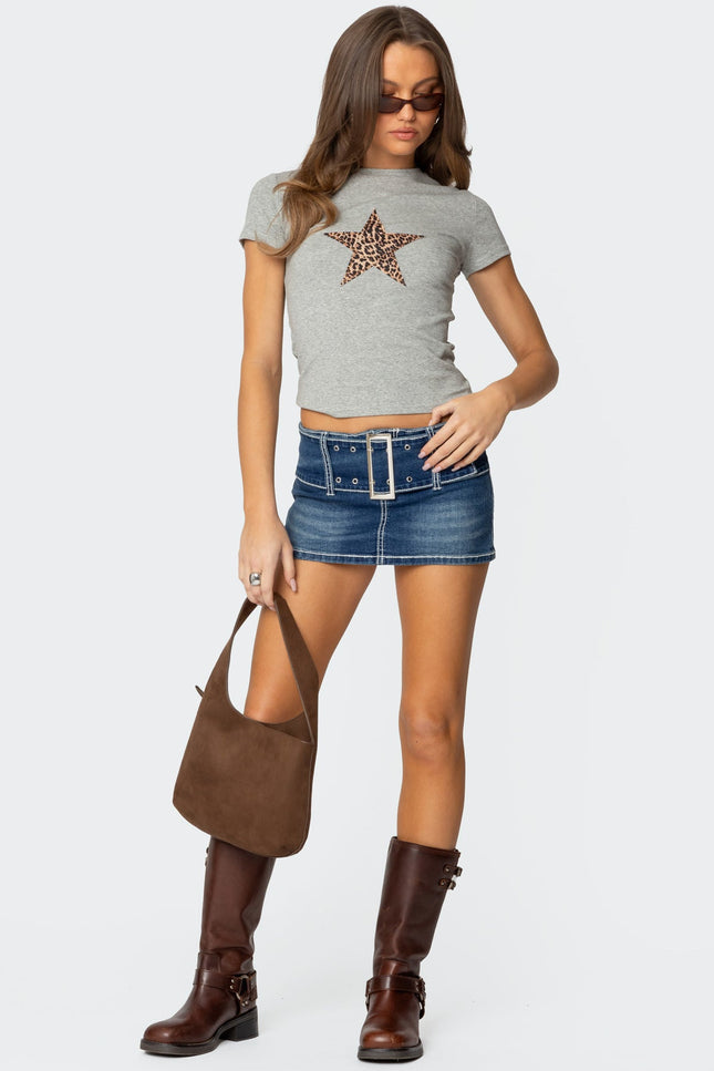 Payson Wide Belted Mini Skort - Blue Washed