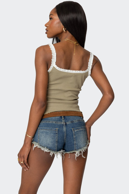 Teagan Ribbed Tank Top - Olive