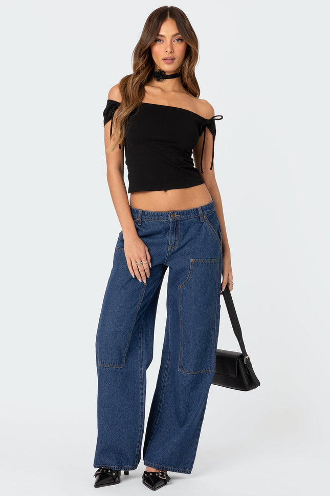 Jess Off Shoulder Top - Black