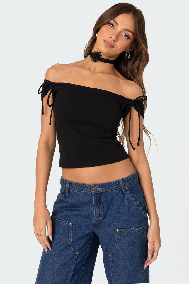 Jess Off Shoulder Top - Black