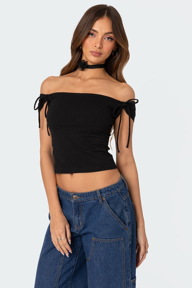 Jess Off Shoulder Top - Black