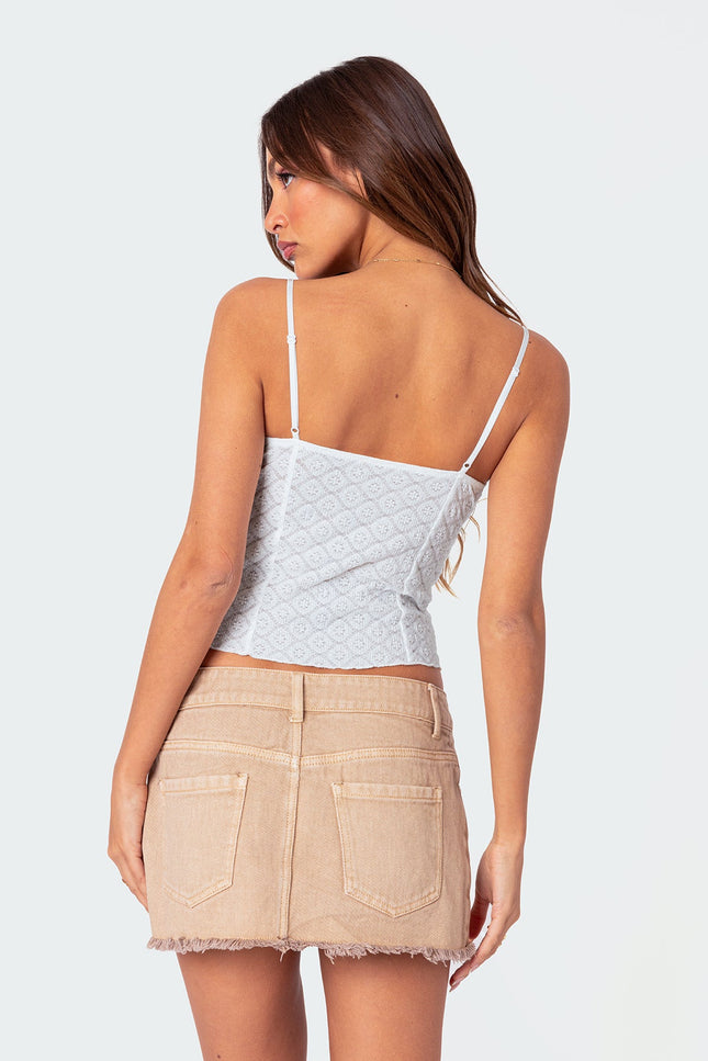 Textured Lacey Tank Top - White