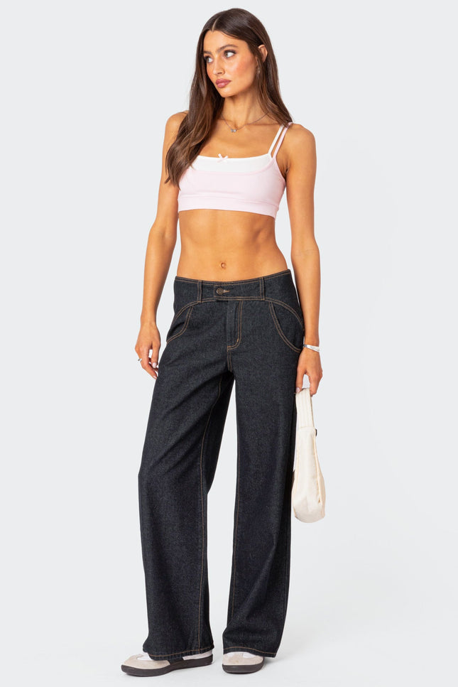 Western Low Rise Wide Leg Jeans