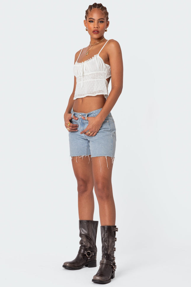 Wendy Tie Back Lacey Top - White