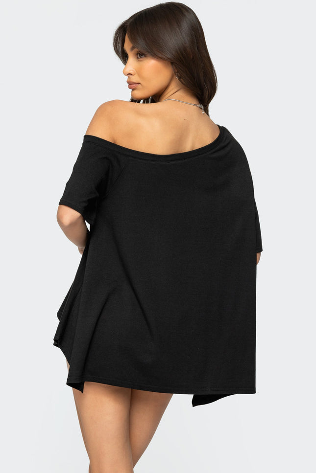 Josy Off Shoulder Handkerchief Top - Black