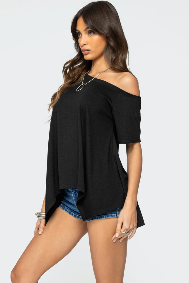 Josy Off Shoulder Handkerchief Top - Black