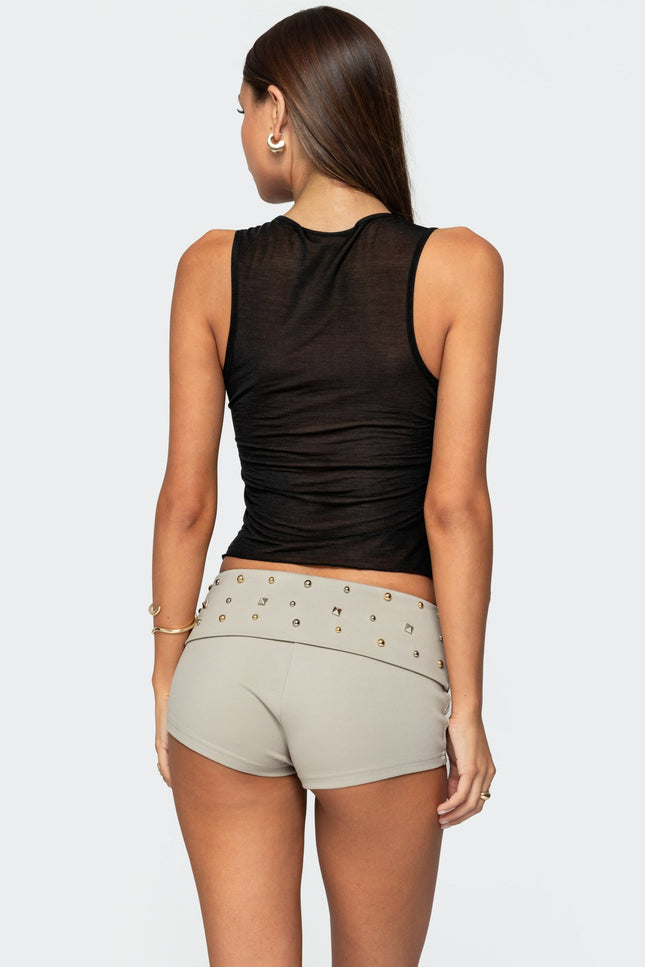 Erica Sheer Gathered Top - Black