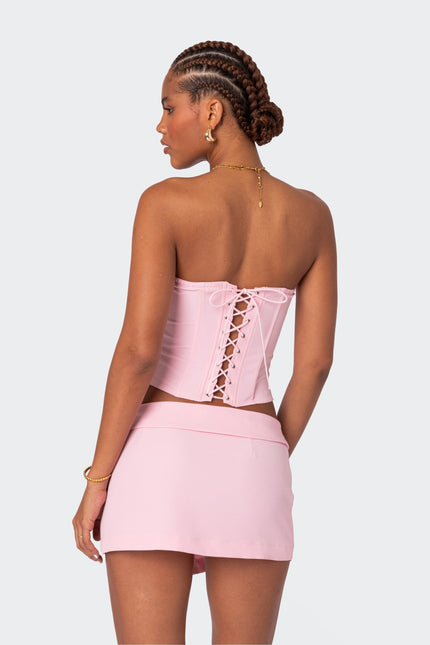 Selena Lace Up Corset - Pink